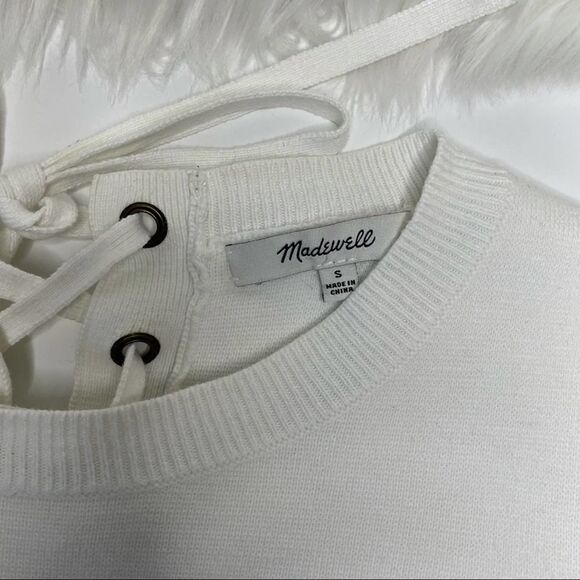 Madewell Laced-Back Crewneck  Pullover White Size Small - Picture 9 of 15